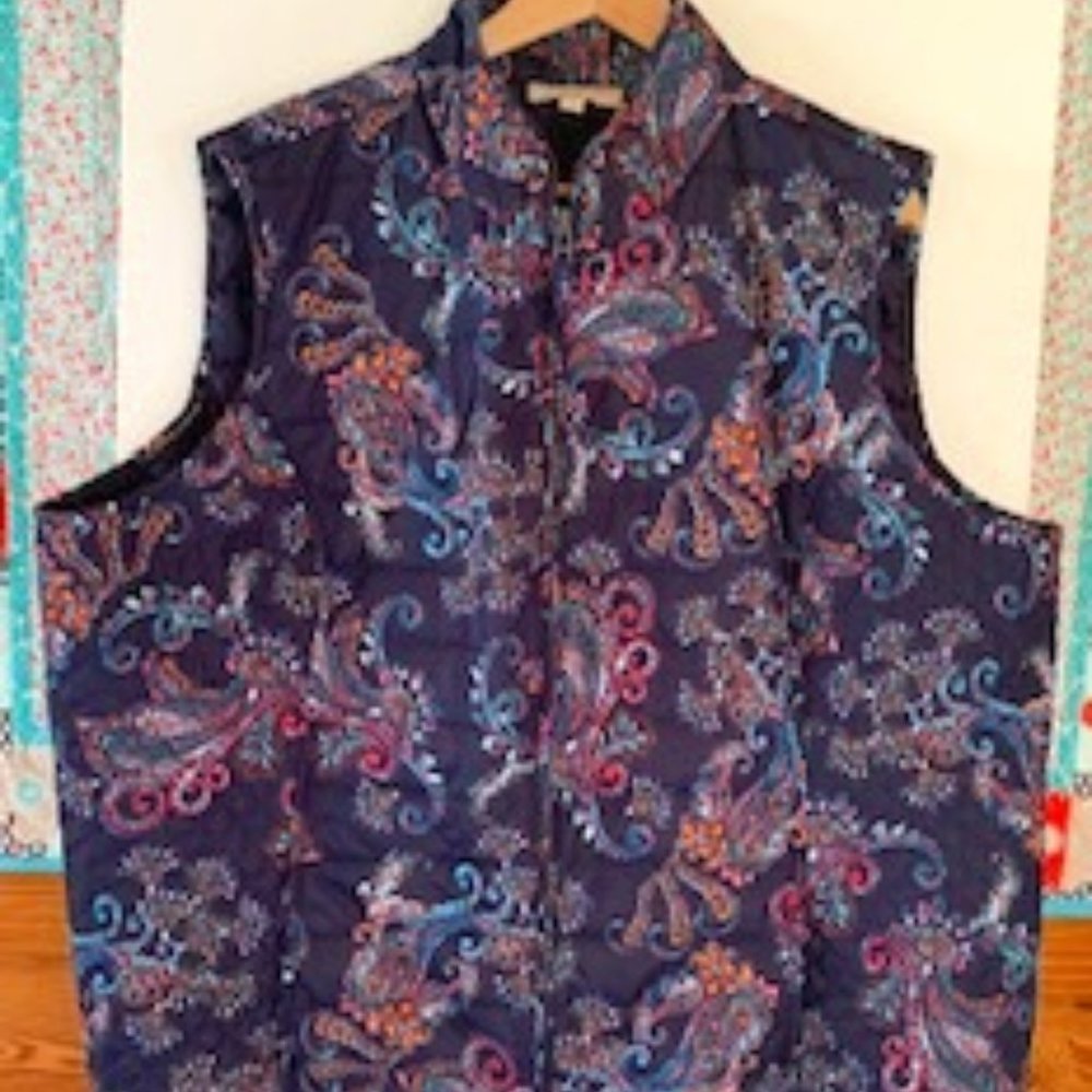 Talbots Navy Print Vest size 3X